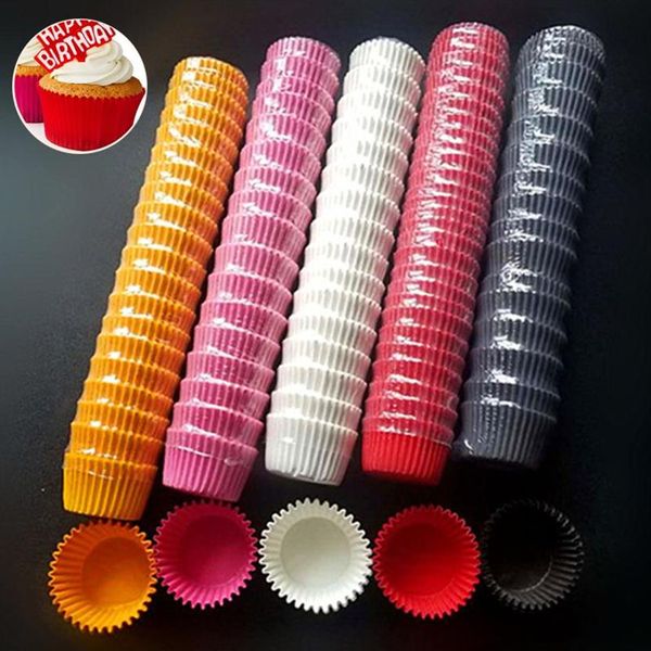 Emballage cadeau 1000 pièces mini taille chocolat papier doublures cuisson muffin gâteau tasses formes étuis à cupcake couleur unie plateau moule # T20257R