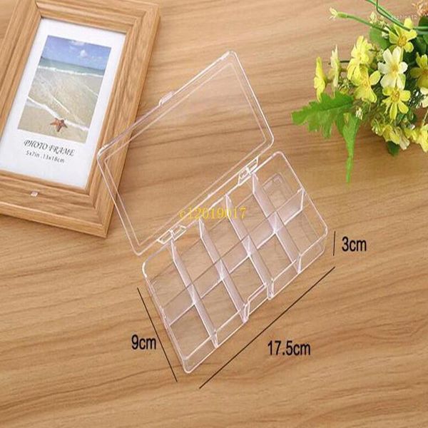 Enveloppe cadeau 100pcs 10 grilles Clear Acrylique Boîte de rangement vide Perles bijoux Décoration Nail Art Display Container # 123