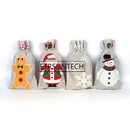 Geschenkwikkeling 100 stcs 13x23cm Kerstmis trekkoord Holder Bag Santa Claus Snowman Candy Sack Festival Pouch