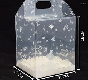 Emballage cadeau 100pcs 15 / 18cm Transparent Gingerbread House Package Cookie Cake Candy Chocolate Box Faveur de mariage pour Apple Free DHL SN