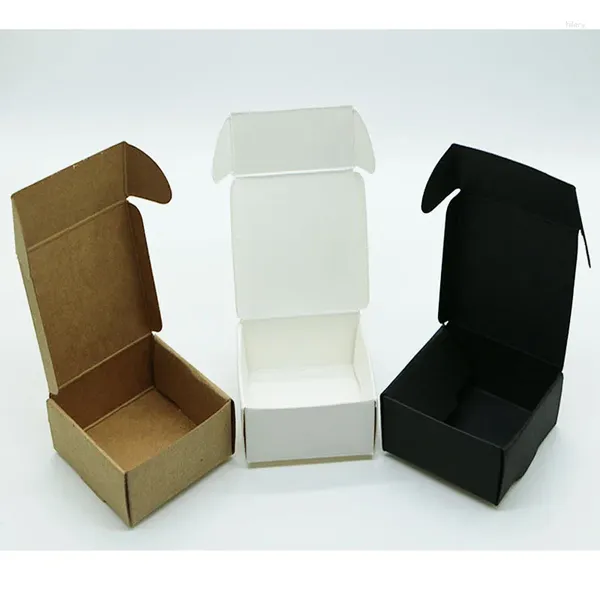 Enveloppe-cadeau 100pcs 4 2,5 cm Mini Kraft Paper Carton Boîte en carton blanc noir bijoux vierges
