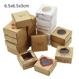 Geschenkwikkeling 100 stcs 65*65*30 mm Paper Wedding Favor cadeaubox Kraft Paper Candy Packaging Boxes Xmas Thank You Festival Wikkel Supplies 230306