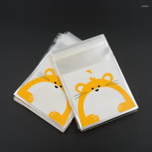 Emballage cadeau 100pcs 7cm cadeaux de dessin animé mignon sacs emballage de biscuits de Noël en plastique auto-adhésif pour biscuits bonbons emballage de gâteau alimentaire