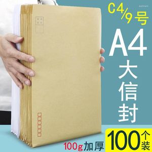 Enveloppe cadeau 100pcs A4 Enveloppe Kraft Papier Grand N ° 9 Sac épaissis 100g Taille Document de diffusion Sacs