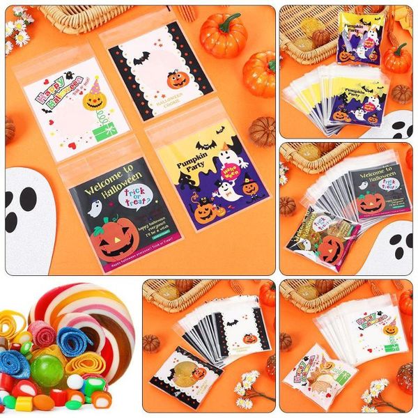 Emballage cadeau 100pcs Baby Shower Plastic Cute Cookie Package Halloween Sacs de bonbons auto-adhésifs