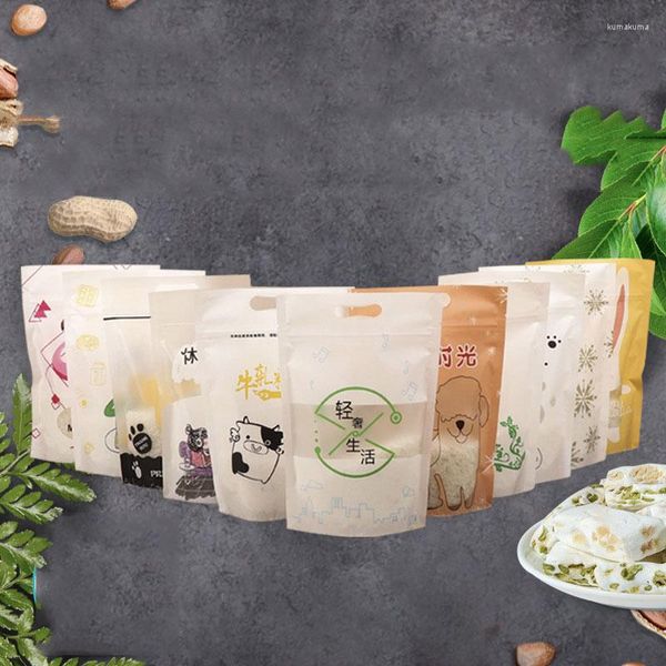 Envoltura de regalo 100 Uds. Bolsa para hornear envasado de alimentos autosellado galleta aperitivo frutos secos turrón copo de nieve crujiente Camptot sellado