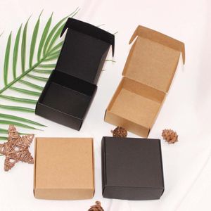 Papel de regalo 100 Uds caja de papel Kraft negro para manualidades embalaje de cartón de jabón blanco pequeño/paquete embalaje de joyería de caramelo marrón 1