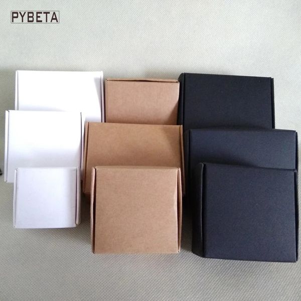 Envoltura de regalo 100 piezas - Caja de avión de papel Kraft en blanco Cajas de regalo blancas y negras para joyería de té Dulces DIY Embalaje de jabón hecho a mano 231127