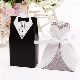 Gift Wrap 100 Stuks Bridal Cases Bruidegom Smoking Jurk Lint Trouwbedankjes Snoep Doos Suiker Case Decoratie Mariage Casamento