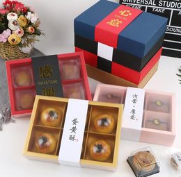 Gift Wrap 100 Stks Cake Lade Kraft Papier Verpakkingsdoos Transparante Venster Boxen DIY Handgemaakte Mooncake SN3256
