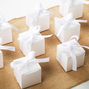 Gift Wrap 100 Stuks Bonbondoos met Wit Lint 5X5X5Cmgift Bulk Party Favor Diy Chocolade voor Bruiloft Verjaardag 230701