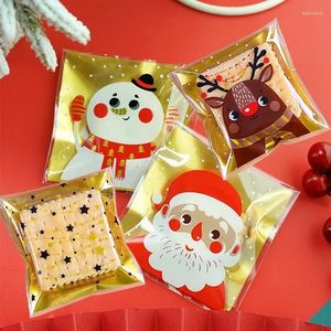 Emballage cadeau 100pcs Sacs de bonbons de Noël Carton Santa / Snowman / Deer Cookie Emballage pour Navidad Diy Snack Supplies