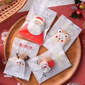 Envoltura de regalo 100pcs bolsas de plástico de dulces navideños bolsas de sellado de sellado bolsas de paquete de diy decoración de la fiesta