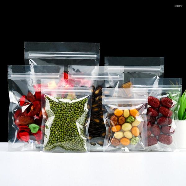 Papel de regalo 100 Uds. Bolsa de plástico transparente autosellada que se puede volver a cerrar para alimentos, bocadillos, dulces, Chocolate, almacenamiento, bolsas con muescas de rasgado