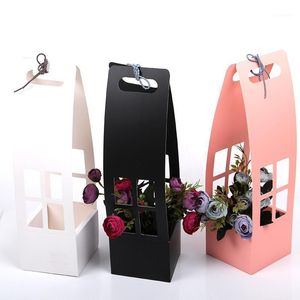 Geschenkomschakeling 100 stks ambachtelijke papieren zakken voor bloemenboeket bloemistische verpakkingszak met handvat Valentijnsdag moedersdecor