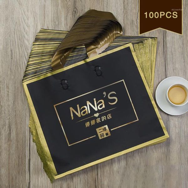 Regalos de regalos 100pcs logotipo personalizado Phnom Penh bolsas de compras mate con asa de plástico Bolsa Impresión de un color en diseño gratuito de doble cara