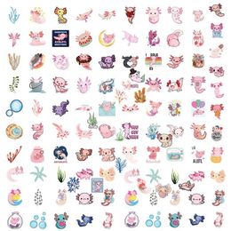 Emballage cadeau 100 pièces mignon Axolotl autocollant étanche décalcomanies dessin animé Kawaii autocollants pour vélo guitare ordinateur portable bouteilles d'eau et étiquettes stationnaires