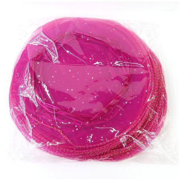 Cadeau cadeau 100pcs diamètre 26cm rose rouge rond sachet organza sac cordon bijoux sacs d'emballage pour mariage / cadeau / / bonbons / Noël1