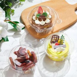 Geschenkverpakking 100 STKS Wegwerp doorzichtige plastic verpakking met deksel Voedselcontainer voor desserts Fruitbrood Feestartikelen Taart Cupcakedozen