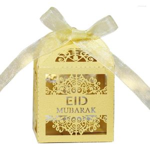 Geschenkwikkeling 100 stcs Eid Mubarak Candy Box Ramadan Decoratie Hollow Cut Boxes Islamitische moslimfeestjes benodigdheden