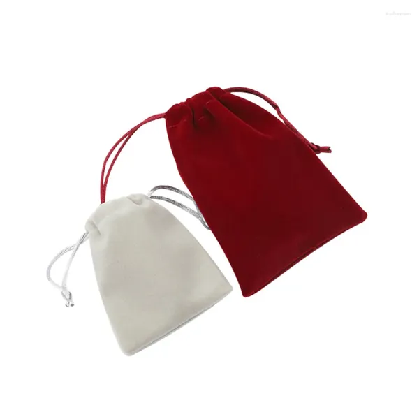 Cadeau cadeau 100pcs bijoux à la mode velours pochette sac emballage blanc rouge rose faveur sacs à cordon