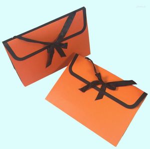 Enveloppe cadeau 100pcs Boîte pliante sac d'emballage Sac à écharpe en soie Enveloppe UV Orange SN3616