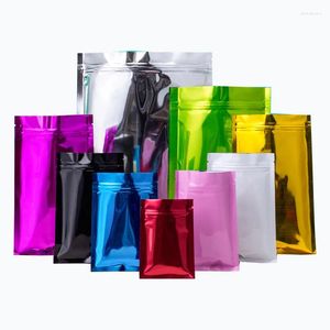 Emballage cadeau 100pcs brillant plat refermable feuille d'aluminium thermoscellable sac de stockage thé sucre café épices snack paquet pochettes
