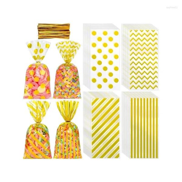 Envoltura de regalo 100pcs dorado baby shower mariposas celofán de plástico bolsas de regalos con corbatas de giro plateado para niñas suministros de fiesta de cumpleaños