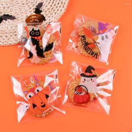 Envoltura de regalo 100 unids Feliz Halloween Dulces Galletas Bolsas Autoadhesivas Galletas Snack Bolsa de plástico Suministros