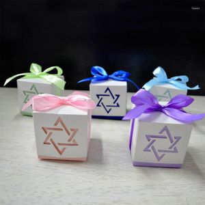 Emballage cadeau 100pcs Hexagram Laser Cut Paper Box Wedding Candy Favor Boxes Casamento Favors Gifts Sounenirs