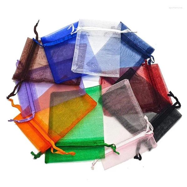 Envoltura de regalo 100pcs bolsas de paquete de joyas Bolsas de organa de almacenamiento de la boda de la boda.