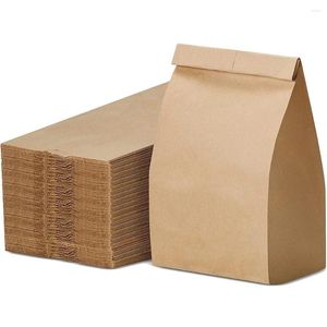 Envoltura de regalo 100 unids Bolsas de papel Kraft para dulces de boda Bolsa para llevar reciclable Hornear Embalaje respetuoso con el medio ambiente