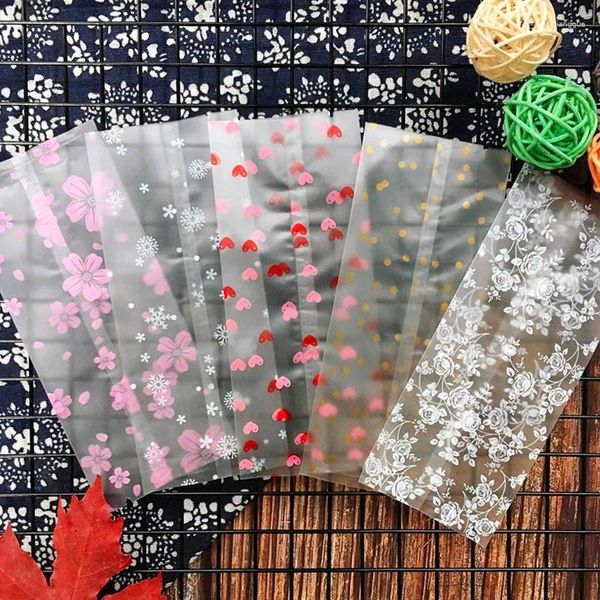 Envoltura de regalo 100 unids Bolsa de plástico transparente larga Bolsas de sellado Lollipop Candy Cookie Embalaje DIY Bolsas de alimentos para hornear para invitados