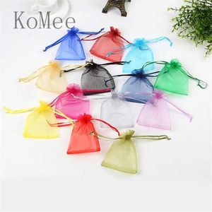 Enveloppe-cadeau 100pcs / lot 5x7 7x9cm Small Organza Sac bijoux Emballage Candy Goodie Goodie Emballage Favors Cake Sweets Sacches