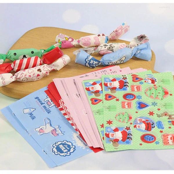 Enveloppe cadeau 100pcs / lot de bonbons wrapper motif embellissement Nougat Checking Twisting Paper Party Favor Decor Decor Wrappers Huile