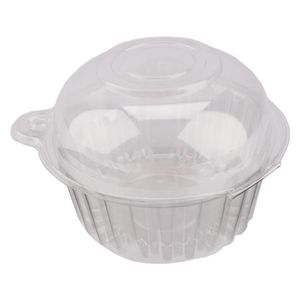 Geschenkomschakeling 100 stcs/lot wegwerpbare transparante plastic doos enkele cupcake dozen Muffin Dome Round Food Boxgift GiftGift