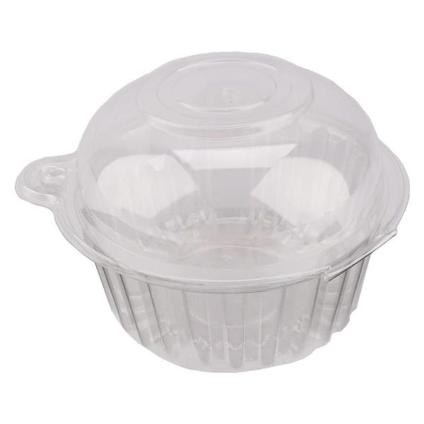 Cadeau cadeau 100pcs / lot boîte en plastique transparente jetable boîtes à cupcakes simples muffin dôme rond boîte alimentaire cadeau cadeau cadeau