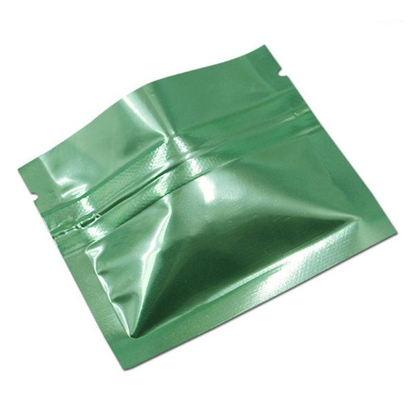 Papel de regalo 100 Unids / lote Bolsa de embalaje de papel de aluminio Mylar autosellado verde Embalaje con cremallera de aluminio para supermercado Snack Retail