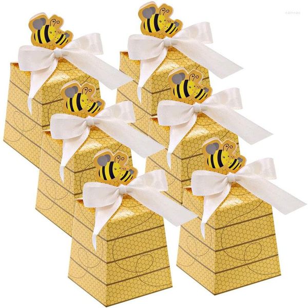 Emballage cadeau 100 pcs/lot miel abeille boîte à bonbons avec noeud papillon pour bébé douche faveur baptême baptême anniversaire mariage