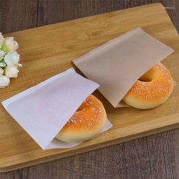 Enveloppe-cadeau 100pcs / lot en papier kraft sac d'emballage d'épreuve d'huile étanche 12x12cm 2 couleurs pain