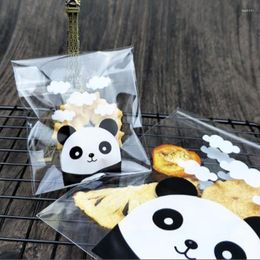 Papel de regalo 100 unids/lote Panda bolsas de plástico autoadhesivas galletas dulces embalaje para hornear boda cumpleaños fiesta Baby Shower bolsa