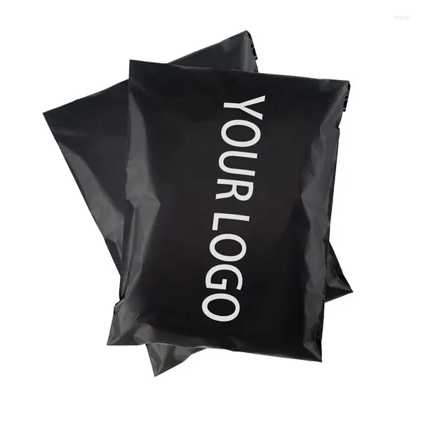 Emballage cadeau 100pcs / lot Sacs d'enveloppe d'expédition en plastique Sacs d'emballage en polyéthylène Couleur Stockage de produits Impression personnalisée Propre marque de logo