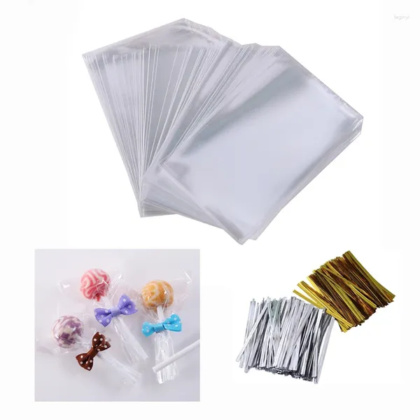 Cadeau cadeau 100pcs / lot sacs en plastique transparents bonbons cookies emballage clair plat sac opp enfants fête de mariage cadeaux de vacances pochette