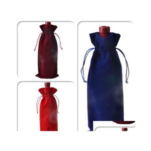 Cadeau Wrap 100pcs / lot Veet Bouteille de vin Ers Sacs Dstring Flanelle Champagne Emballage de fête de mariage Pochette Drop Livraison Maison Jardin Fes Dh1ns