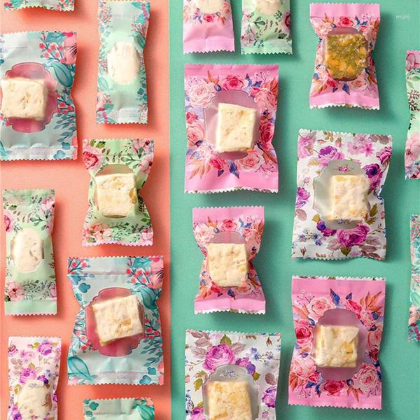 Envoltura de regalo 100 unids máquina bolsa de sellado boda día de San Valentín suministros de fiesta hecho a mano turrón para hornear galletas pastelería embalaje bolsas de sello