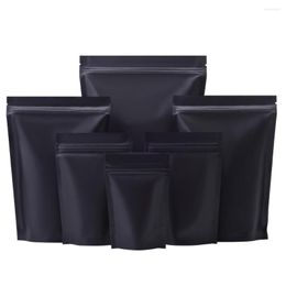Geschenkomschakeling 100 stks Matte zwarte aluminiumfolie Stand Up Bag Scheur inkeping herbruikbaar reclosable waterdichte voedsel gedroogd fruitbonen