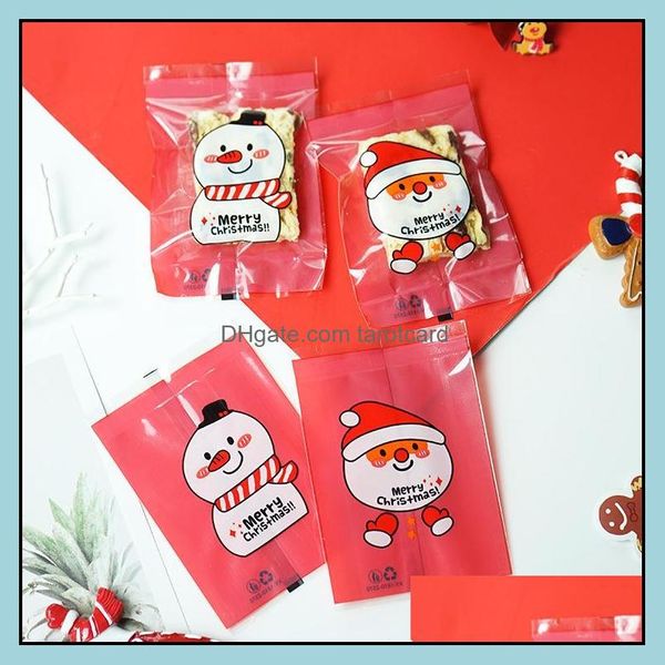 Papel de regalo 100 Unids Feliz Navidad Yema de Huevo Galleta Galleta Bolsas de Jabón Mung Bean Cake Hornear Embalaje Sello Hine Diy Fiesta Hecha A Mano Drop Delivery