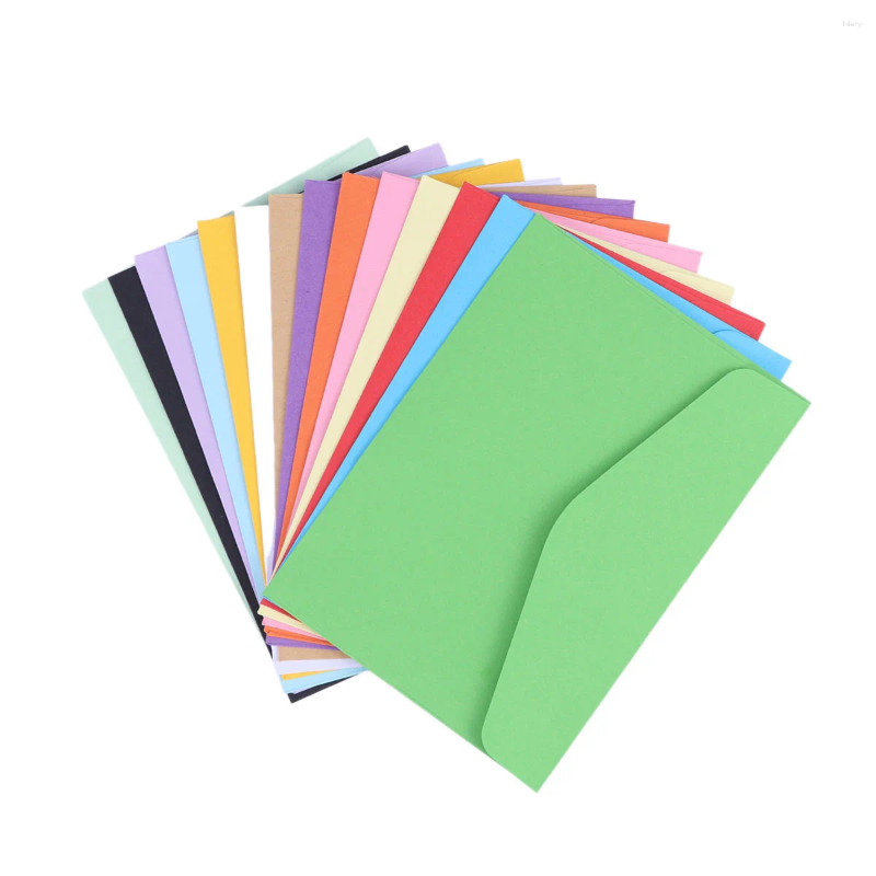 Envoltura de regalo 100 unids Mini sobres Colores de caramelo Papelería en blanco Color sólido Post Po Carta para oficina