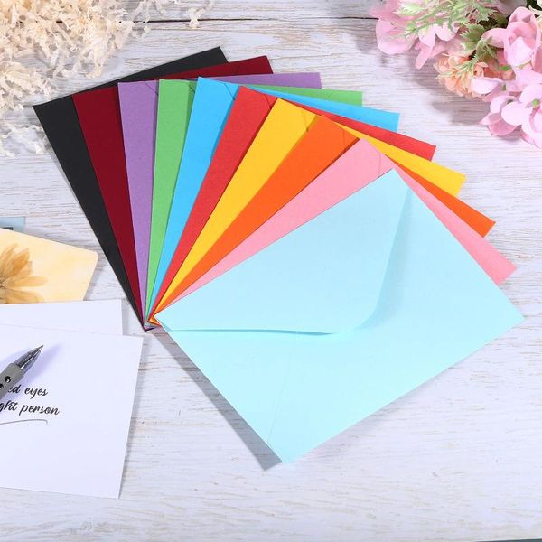 Envoltura de regalo 100 unids Mini sobres multicolores Tarjetas de sobre de papel en blanco Negocios para la fiesta de boda Invitación Graduación
