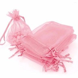 Envoltura de regalo 100 piezas Bolsa de organza Embalaje de joyería Fiesta de boda Caramelo de malla extraíble